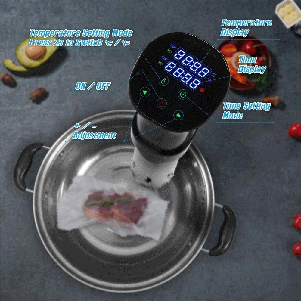 Sous Vide Foothors Forchetta precisa, circolatore di Immersione Termico di 1000 Watt, interfaccia Digitale, Temperatura e Timer per la Macchina da Cucina Display LCD da Cucina