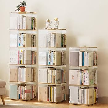 棚 360°回転 透明アクリル 本棚 絵本ラック　5段 楽天市場】回転式本棚 透明 アクリル スリム オシャレ 回転