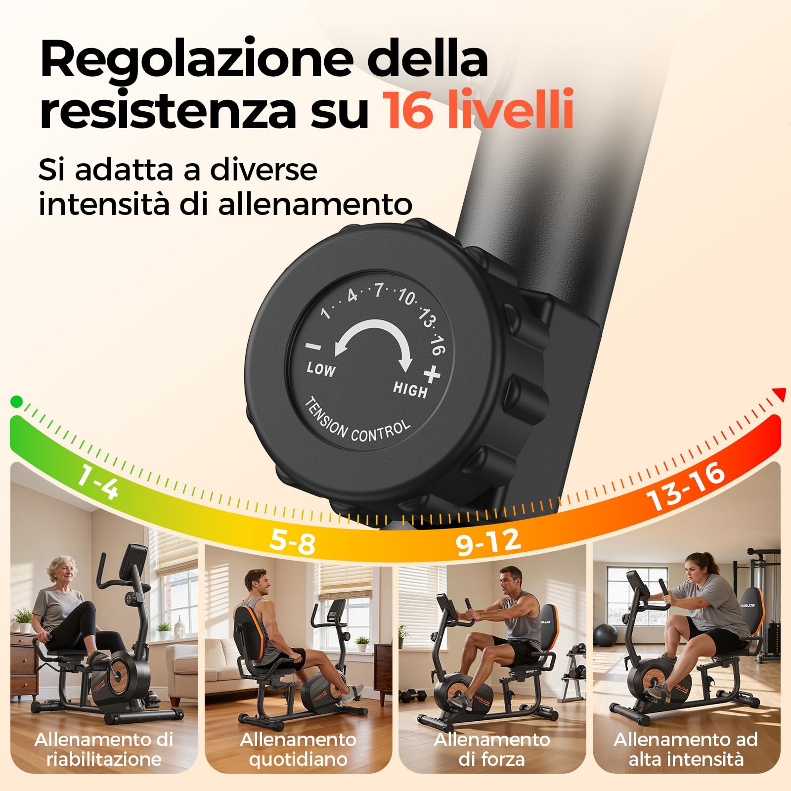 YOSUDA 2026 Upgrade Cyclette orizzontale, 16 Livelli di Resistenza, Sedile XL comfort 4D regolabile, App/Bluetooth, Colonna pieghevole, 160 KG/190 CM, Cyclette da seduta, Cyclette professionale