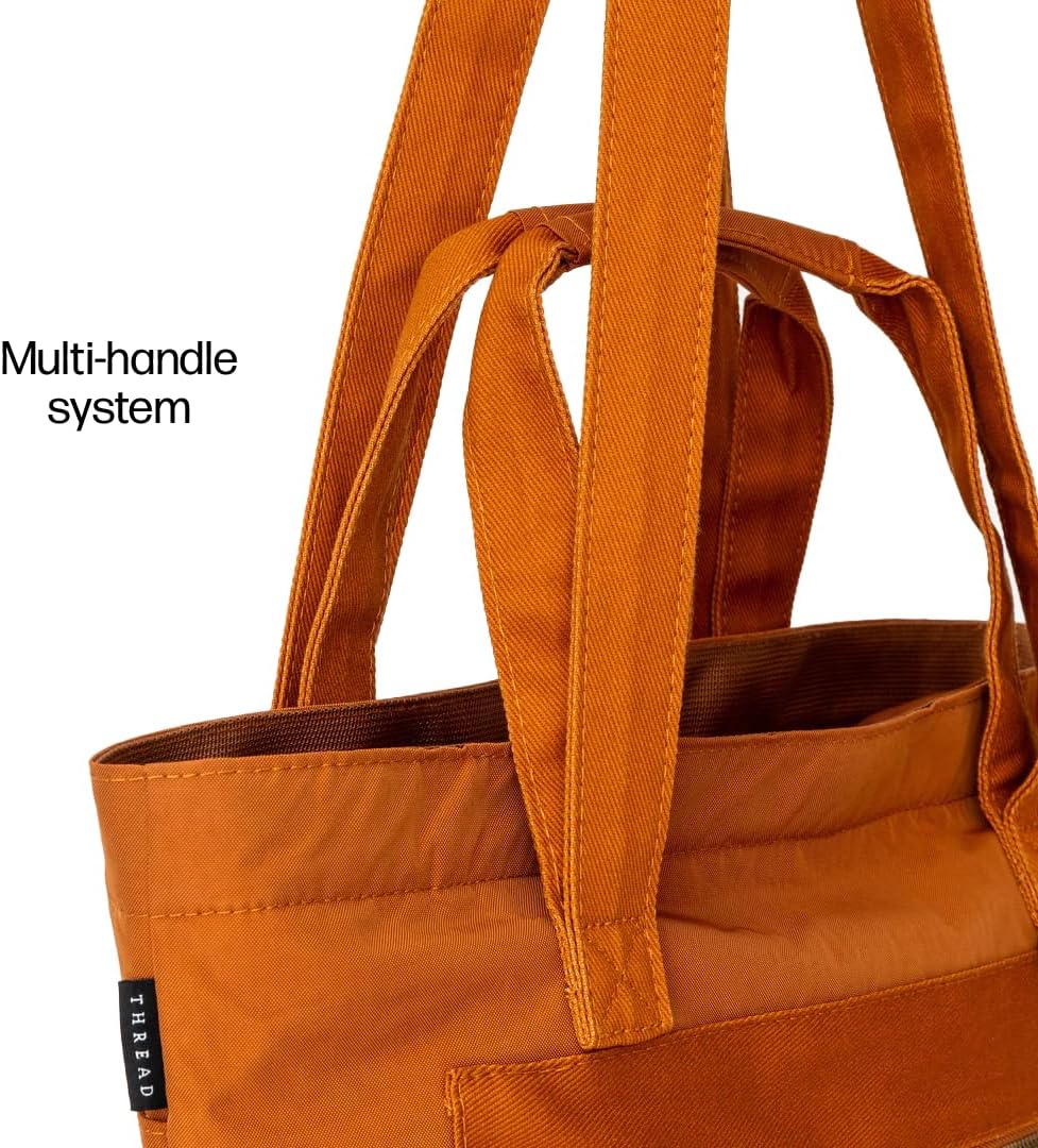 Thread Wallets Utility Tote – Large Travel Tote with Multi-Pocket Design, Laptop Compartment & Work Bag for Women (Honey)