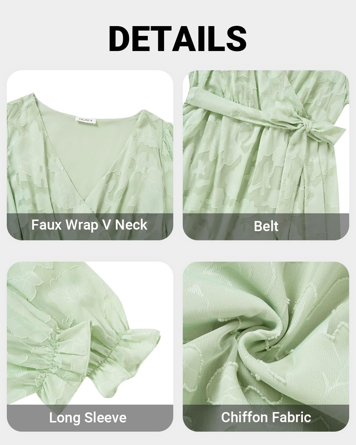 Plus Size Dresses Wedding Guest - Fall Semi Formal Floral Long Sleeve Wrap V Neck High Low Maxi Dress with Belt Women - Image 5