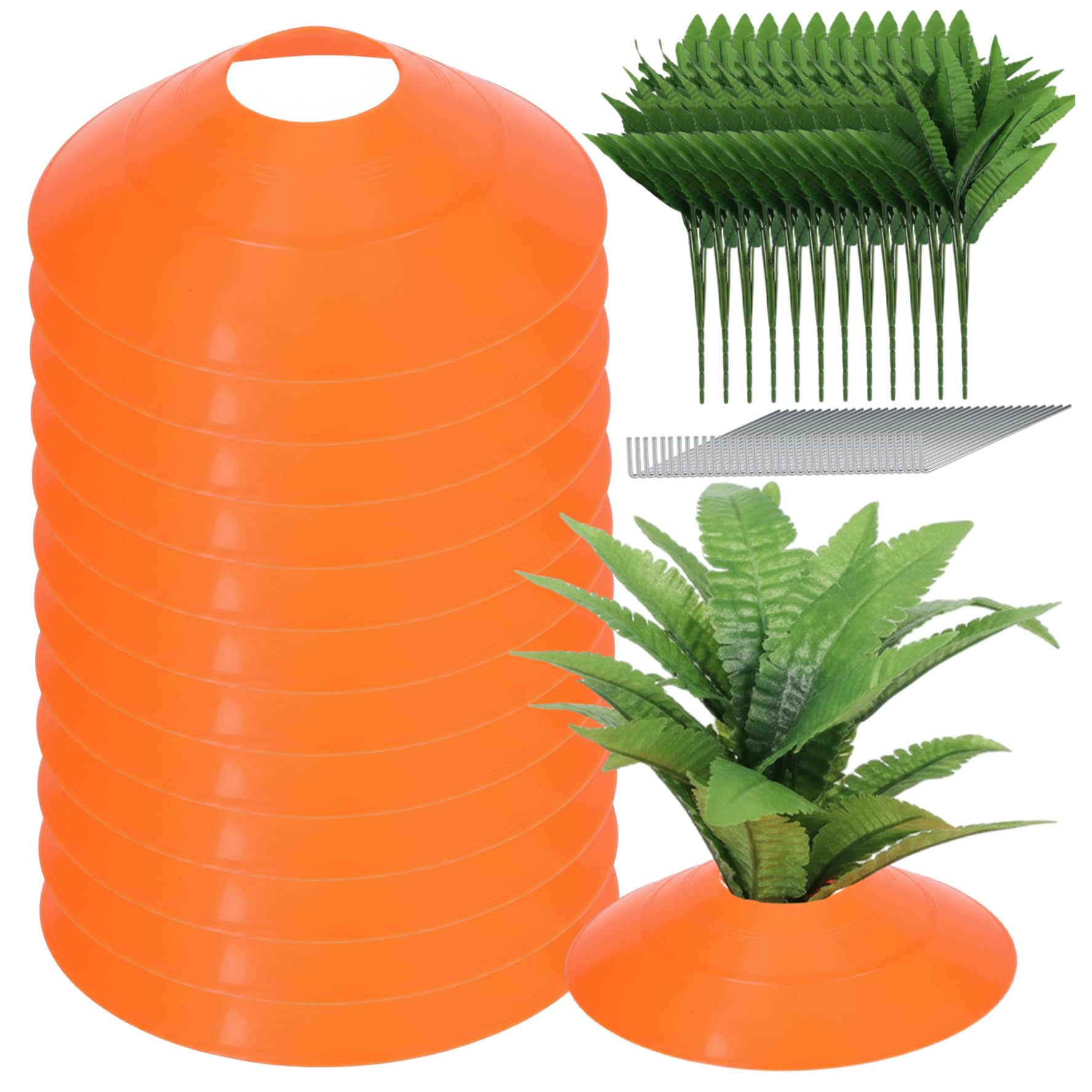 Neptuiby 12-Piece Easter Yard Carrots Set - Colorful Outdoor Carrot Patch Decor for Spring Lawn and Garden Festive Fun.
