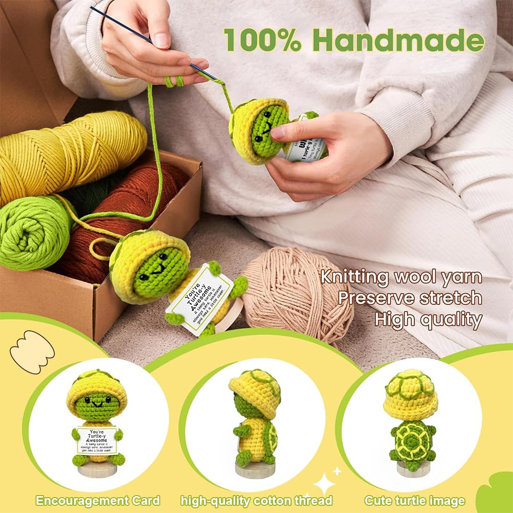 Tartaruga Positivo Peluche Portachiavi Regalo Motivazionale con Carta Portafortuna