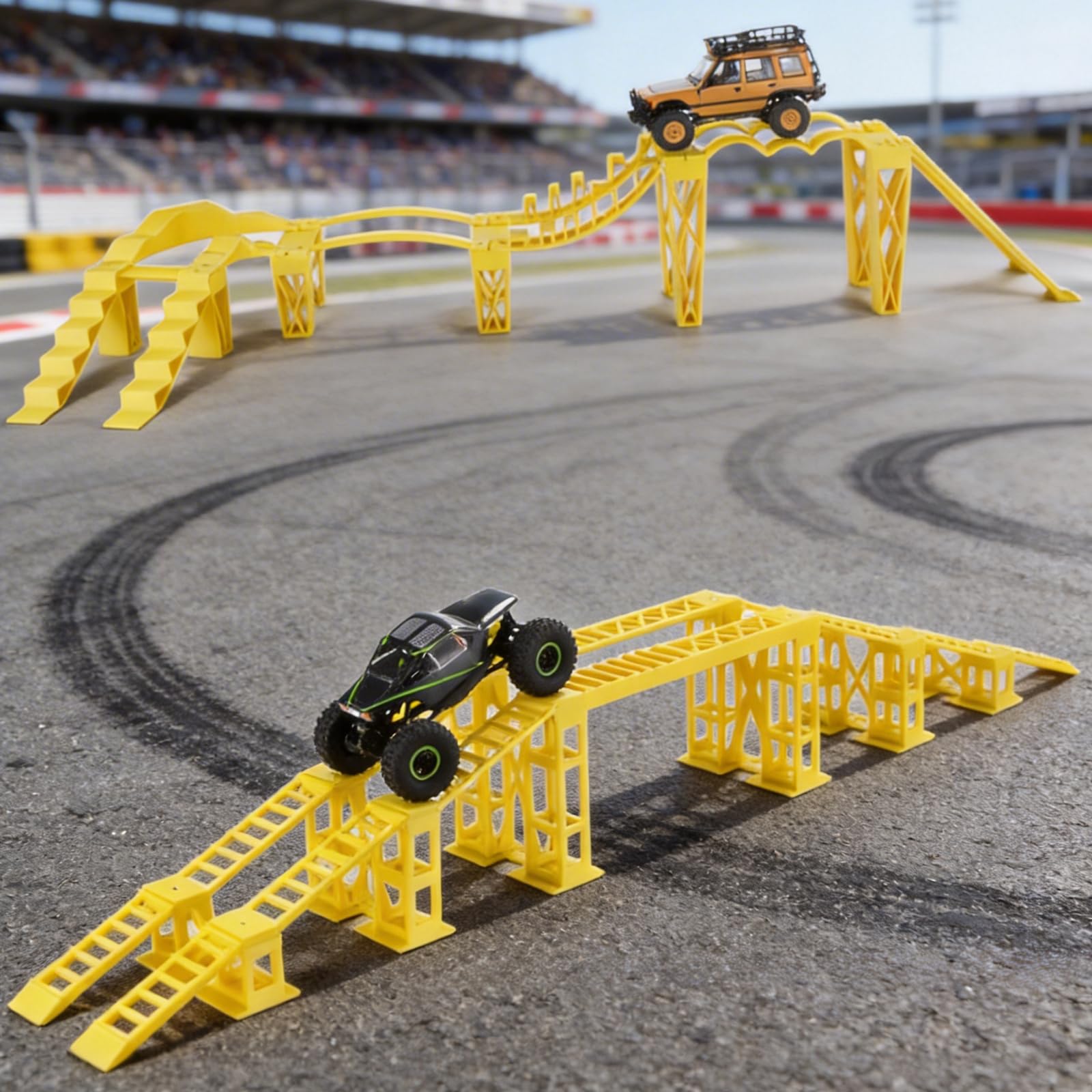 Veicolo radiocomandato percorso ostacoli in plastica con diverse sfide per modellini auto scala 1:24 e 1:18 Giocare Crawler Auto ostacolo simulato