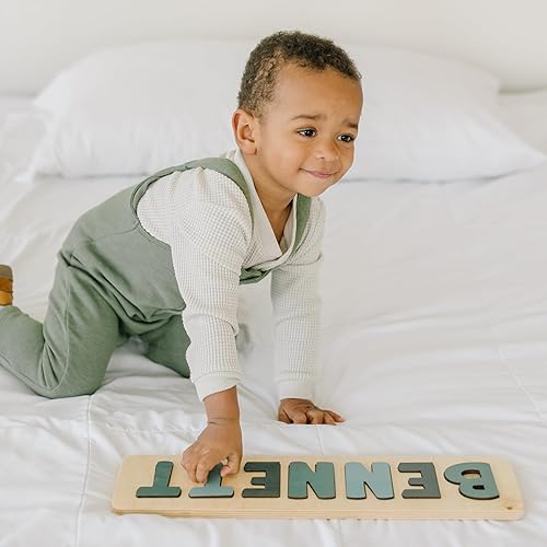Miniatura 3 de Personalized Wooden Name Puzzle for Kids, Handmade in USA by Bloom Owl, Custom Baby Gifts for Boys and Girls Easter or First Birthday, Montessori