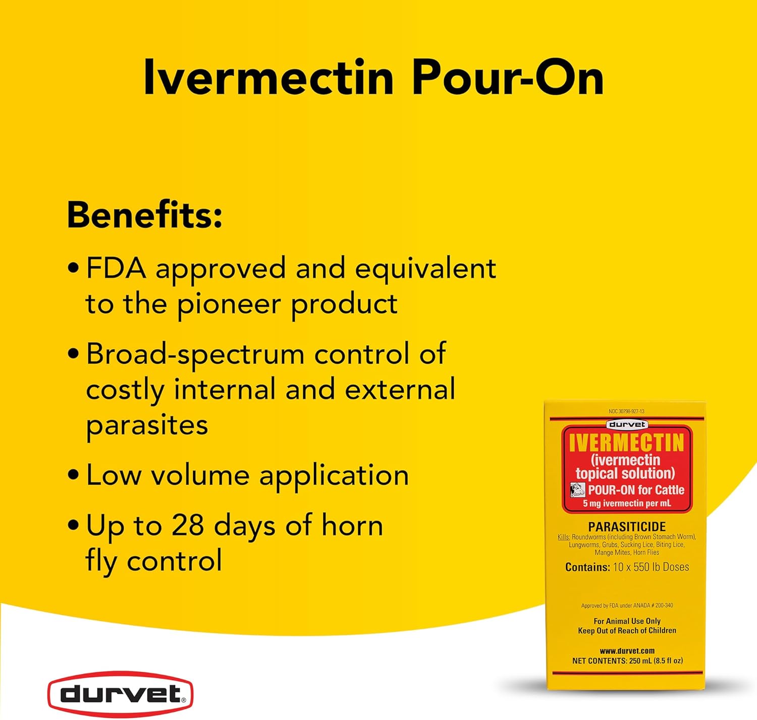 Durvet Ivermectin Pour On Dewormer 250mL