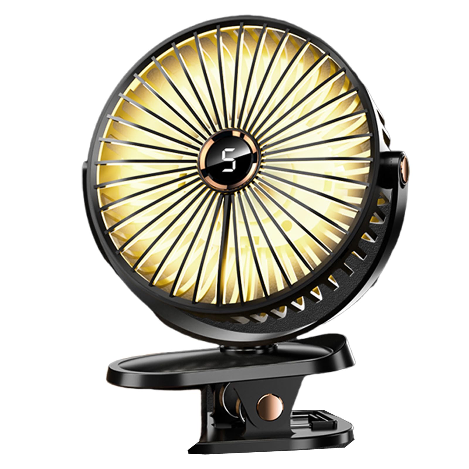 Ventilateur de bureau USB rechargeable 5 vitesses avec écran LED orientable