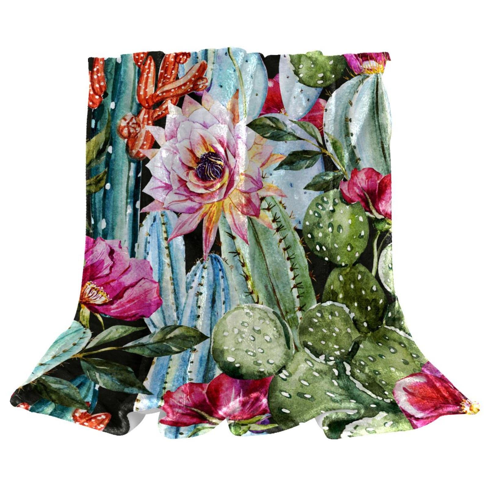 Couverture de lit ultra douce et moelleuse motif cactus TBOUOBT