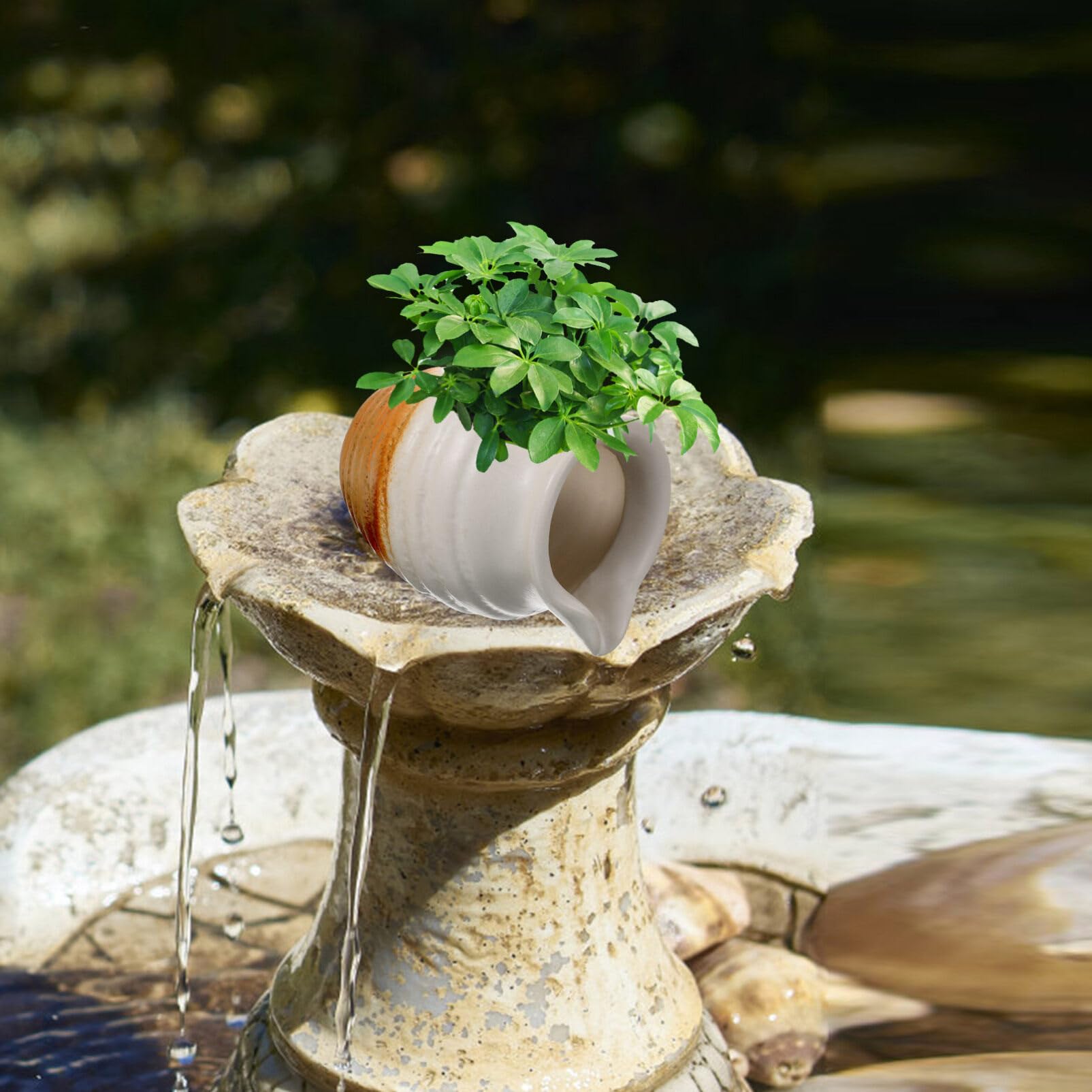 Kreative Keramikbrunnen Figur Für Gartenbrunnen Dekorativer Spritz-Effekt Für Teich Und Balkon Robuste Gartenornament Mit Vintage Farbtönen Für Innen Und Außenbereiche Kompakt