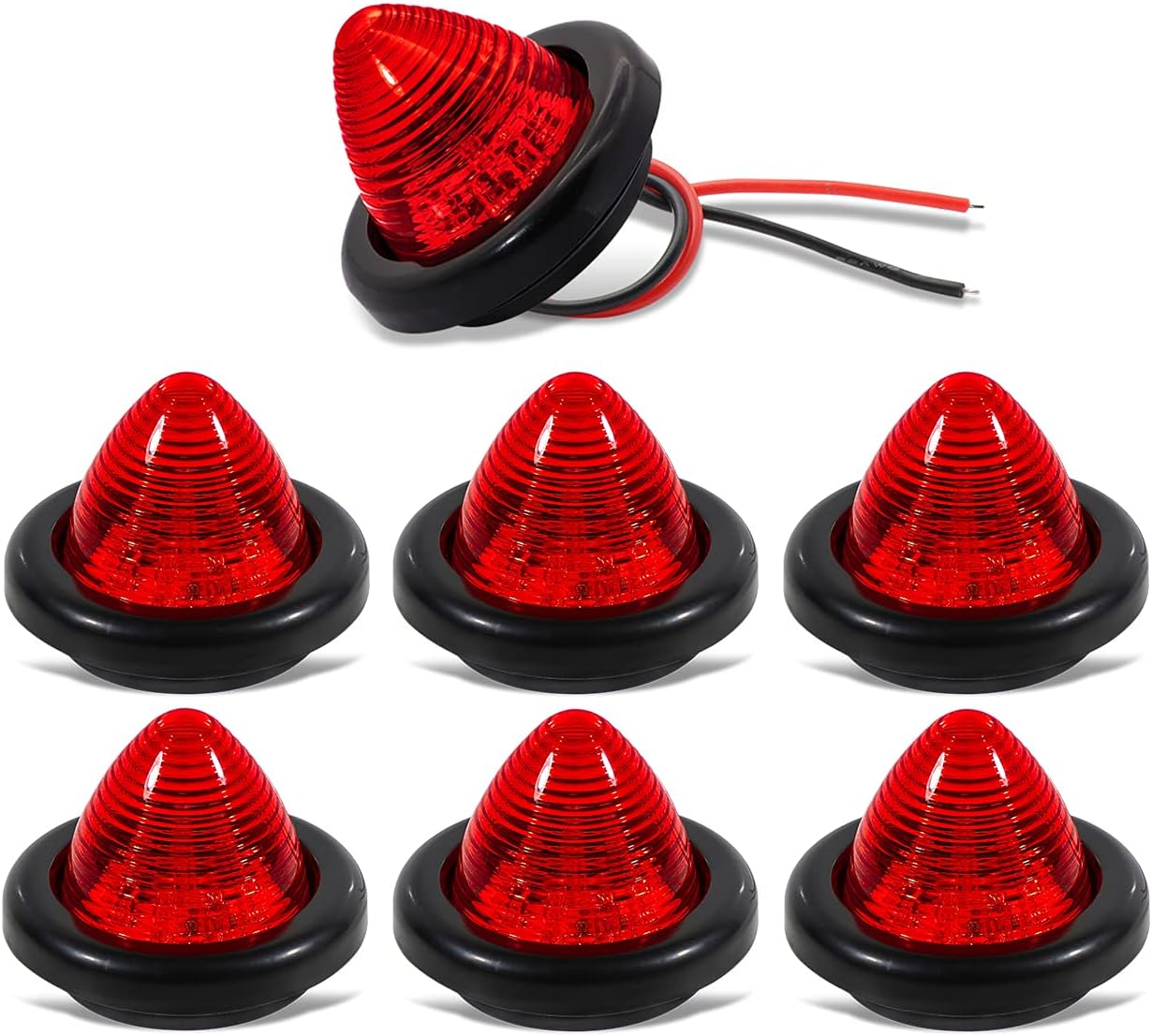 MADCATZ Meerkatt 2 Inch Beehive Cone Marker Light with Grommets Cab Top Roof Universal for Trailer Truck Tractor Bus Pickup 12V DC Pack of 7