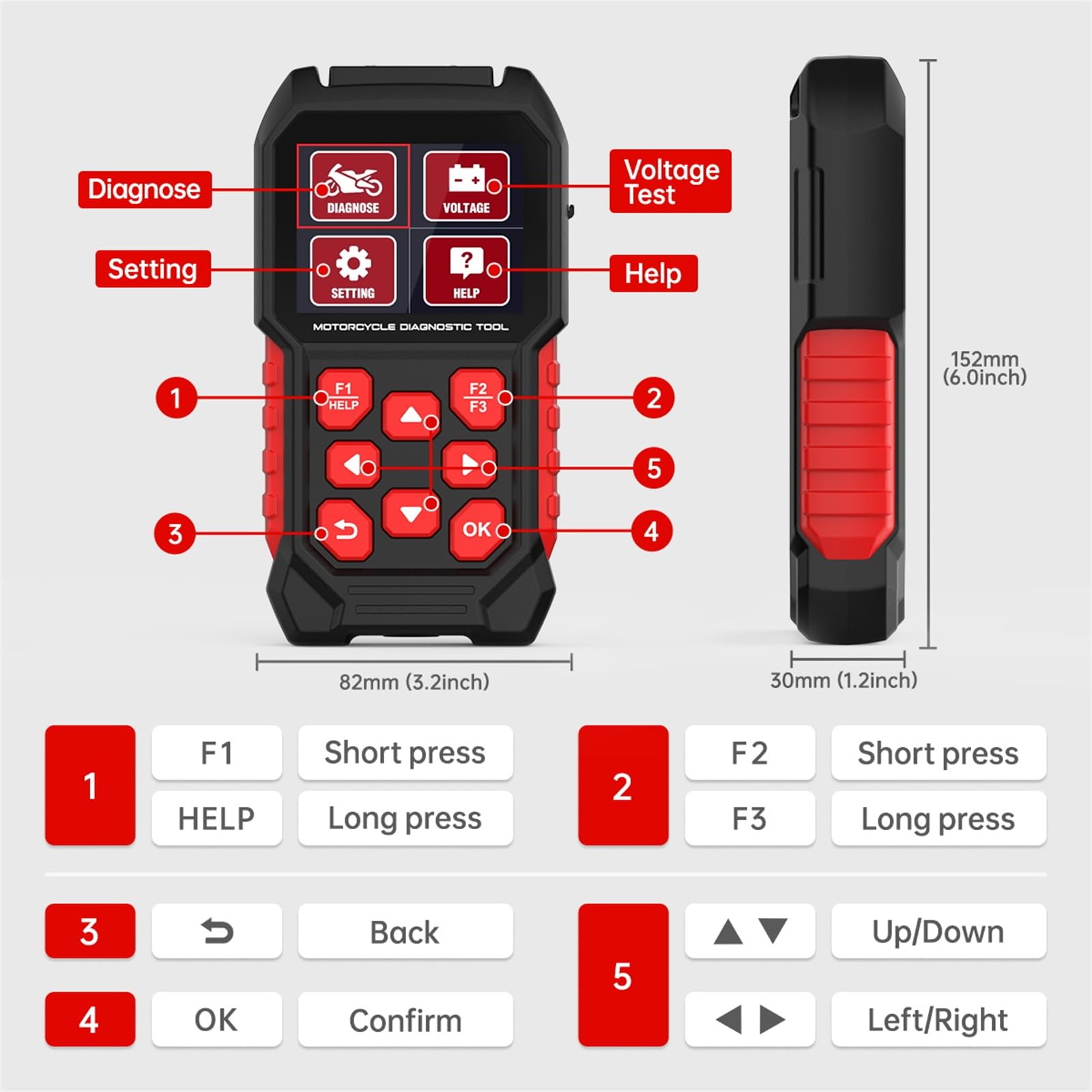 Strumento di diagnostica per moto, strumento di scansione per moto, lettore di codici per moto, strumento di misurazione per diagnostica moto M4 con reset AFV, regolazione giri al minimo, procedura di