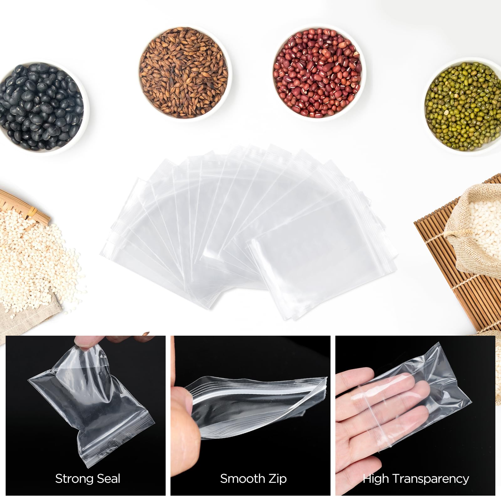 Sacchetti Plastica 6 x 8 cm, 100 Pezzi Buste Richiudibili Trasparenti Ziplock Bags per Gioielli, Componenti Elettronici