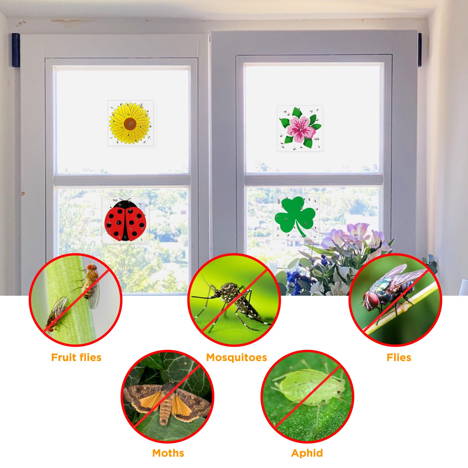 WD&CD 50 PCS Window Fly Traps, Sunflower Style Window Fly Stickers - Image 3