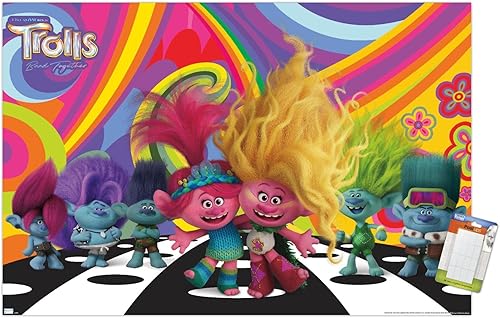 Trends International Trolls Band Together - Póster de pared del universo, 22.37 x 34.00 pulgadas, póster premium y paquete de montaje