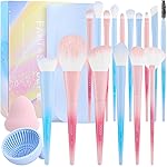 Docolor Makeup Brushes 16+3 Pcs Makeup Brush Set with Makeup Bag Makeup Sponge & Brush Cleaning Pad Professional Face Powder Kabuki Foundation EyeShadow Concealers Brush Kit Gift Box Fantasy Series 
