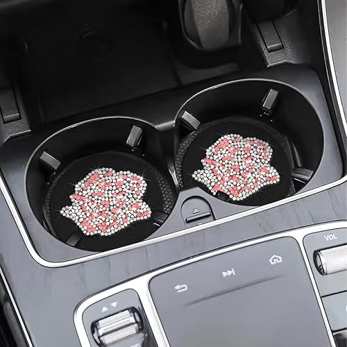 Miniatura 3 de zipelo Posavasos para automóvil, paquete de 2 posavasos con diamantes de imitación de cristal, universales de 2.75 pulgadas, antideslizante, a