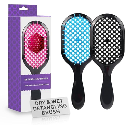 Miniatura 10 de Cepillo para desenredar, 1 paquete, cepillo desenredante, suave y eficaz para desenredar cabello frágil húmedo o seco, ultraligero, cepillo para