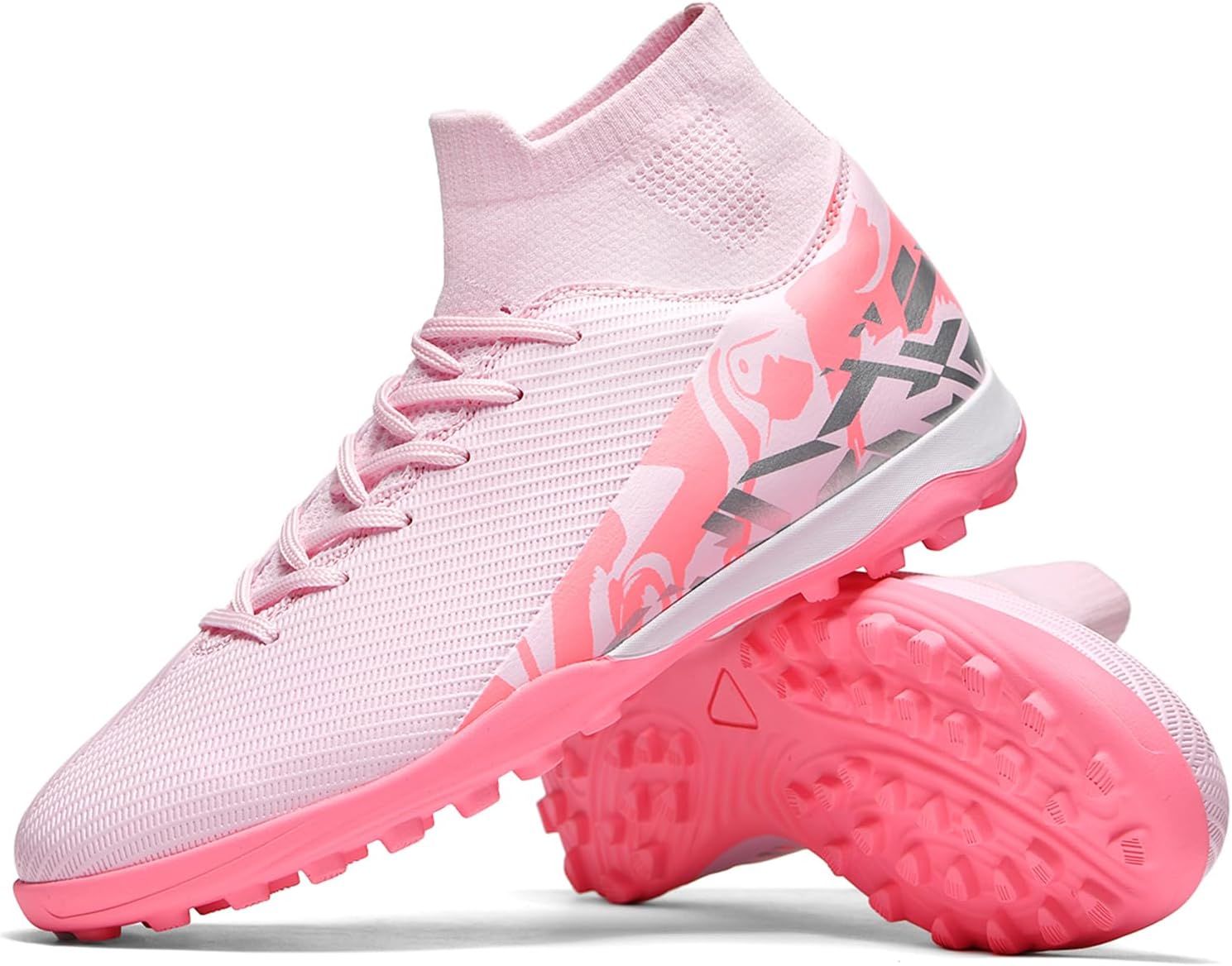 Soccer Cleats for Mens Womens Turf Indoor Soccer Shoes Unisex High Ankle AG TF Football Boots Youth Baseball Rugby Training Shoes