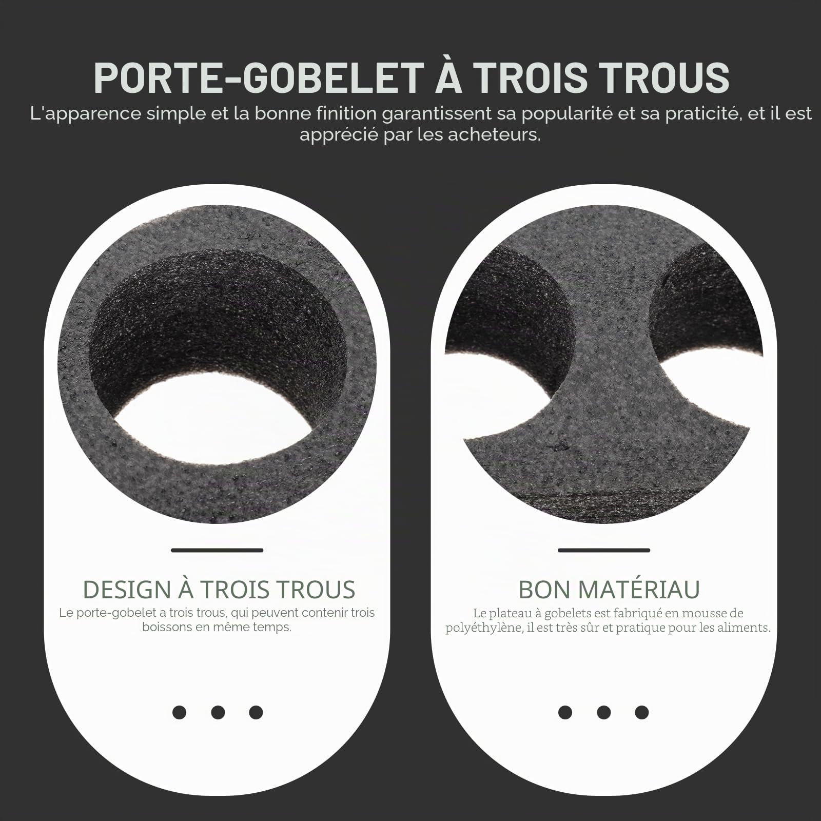 Housoutil Porte-Gobelet En Mousse Pour 3 Tasses Support De Tasse À Café Et Thé À Emporter Organisateur Pratique Pour Voiture Camping-Car Et Bateau 11.6X3.9X2.6 Pouces