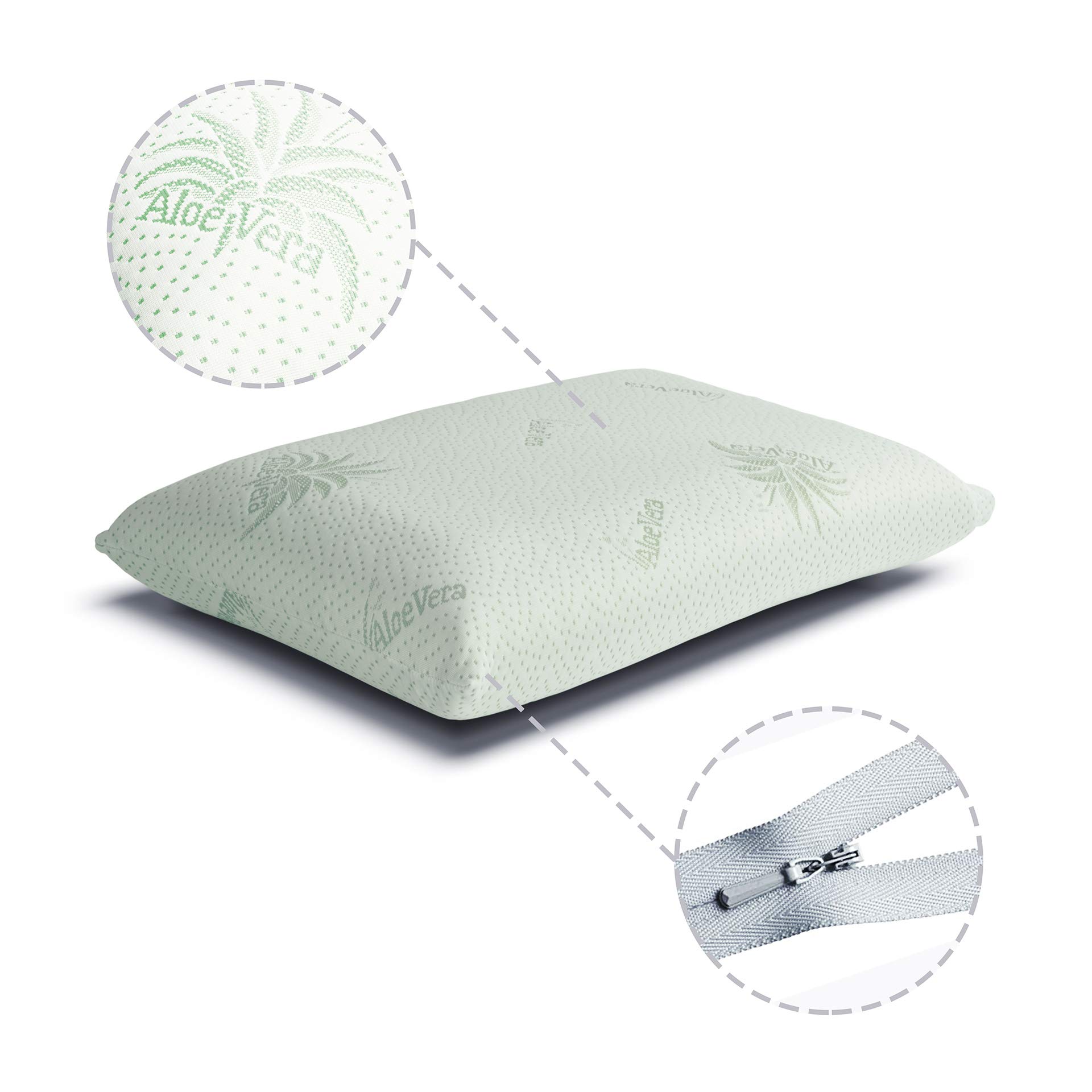 Cortassa - Almohada de espuma viscoelástica con revestimiento de aloe vera, almohada de apoyo suave, cojín para dolor cervical brazos, anatómico, hipoalergénico H15 individual