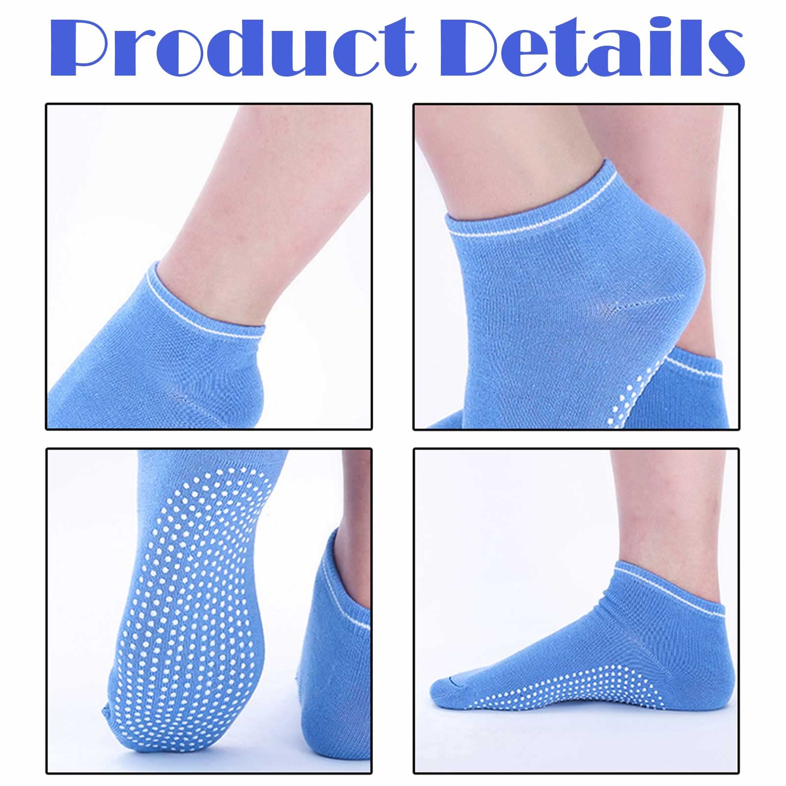 3 Paia Calze Antiscivolo per Donna e Uomo Sport Calze da Sport Yoga Pilates Fitness Arti Ginnastica Cotone Adulti, Antiscivolo, caviglia con puntini in gomma (Viola/Blu/Rosa)
