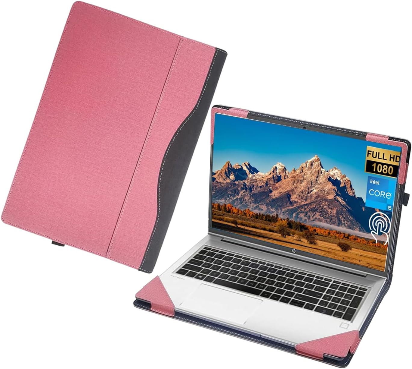 2023 Laptop Enclosure Cover for Dell Inspiron 15 3000/3530/3520/3510/3510/3515/3511 and Vostro 15" Laptop Cover Computer Drop Protection PU Leather case (Pink)