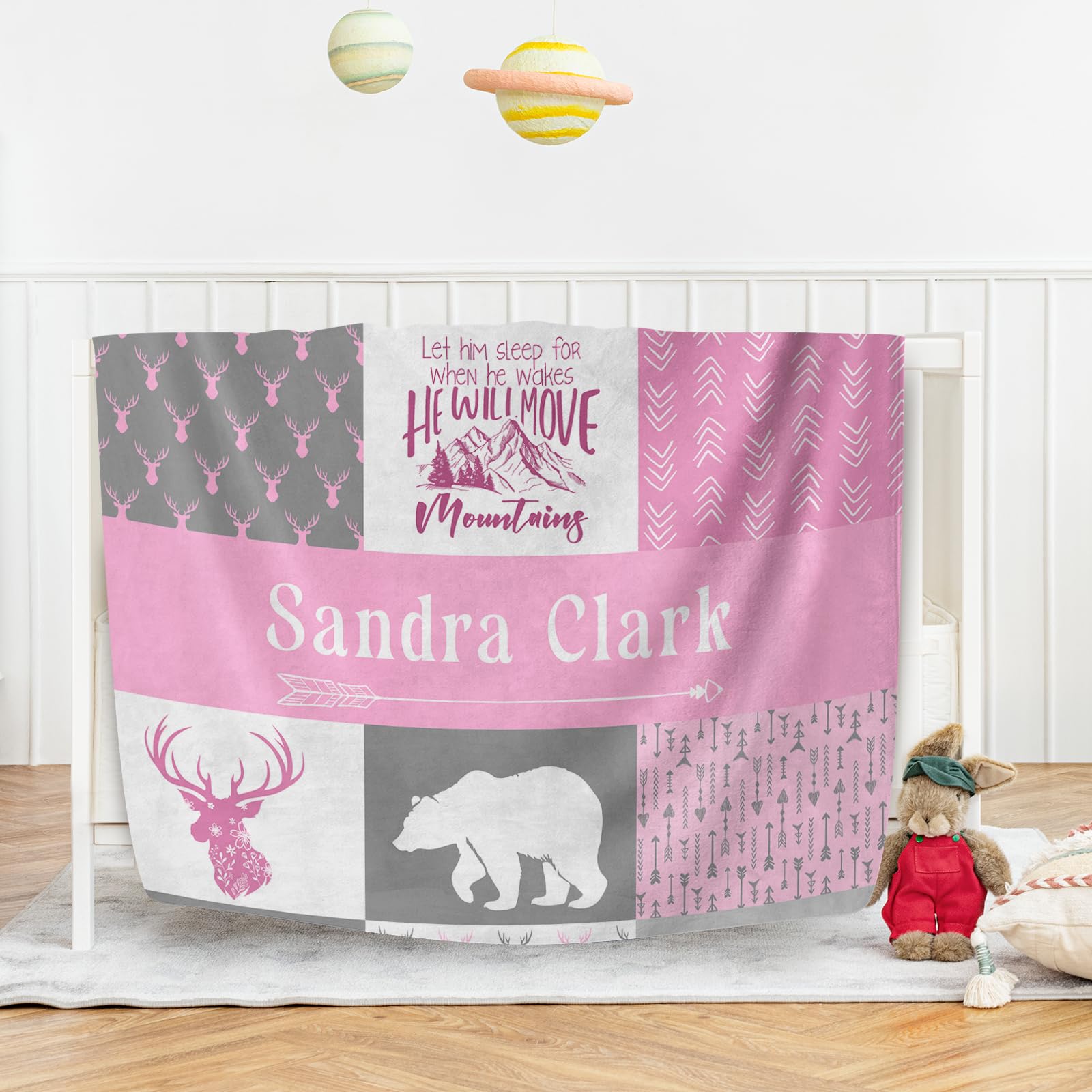 Personalized Daisy Print Baby Name Blanket - Hickory Hollow Designs