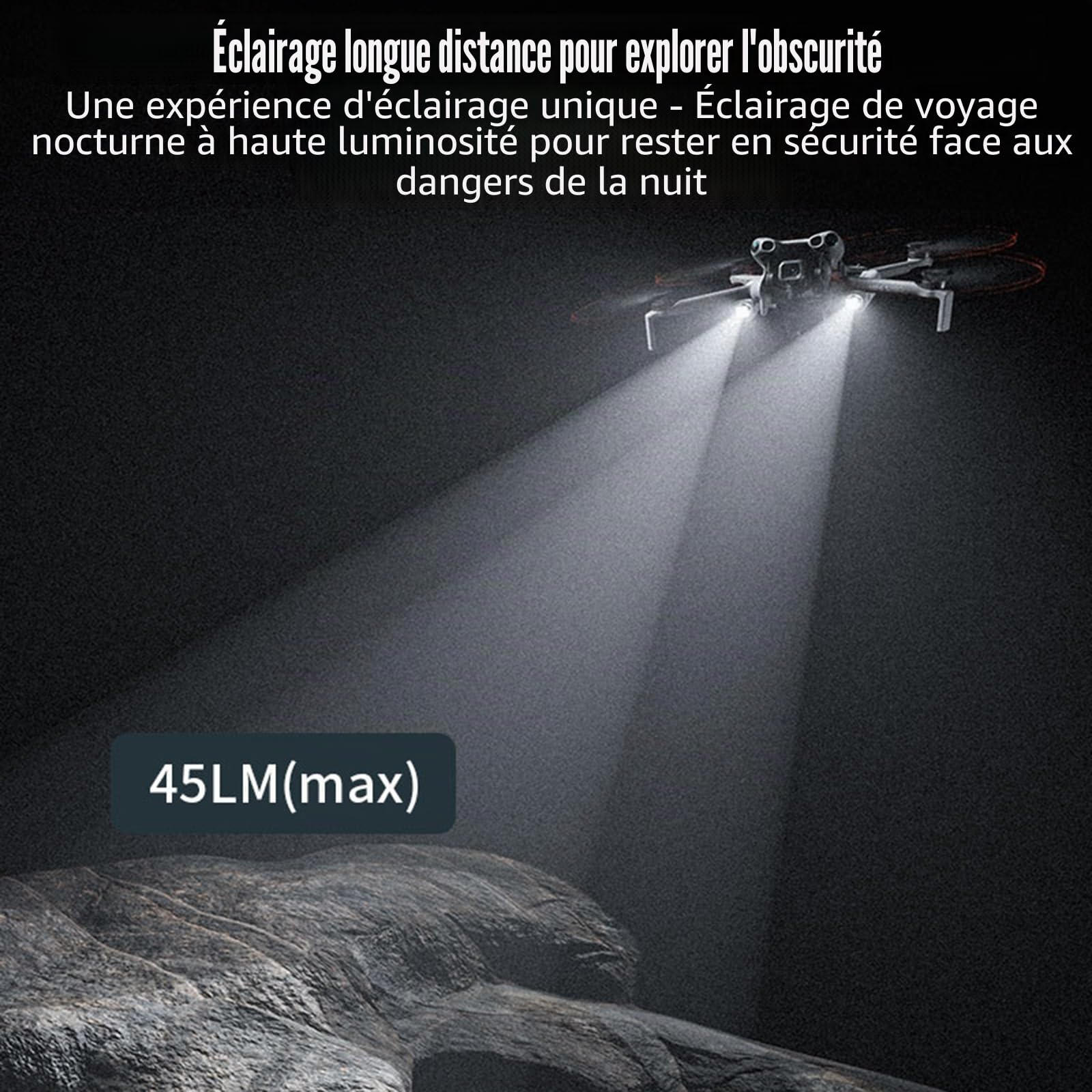 Mini5 Pro Drone Projecteur de recherche pour DJI Mini 5 Pro - Veilleuse rechargeable - Lumière double - Rotation à 360° - Modes multiples - Vol de nuit