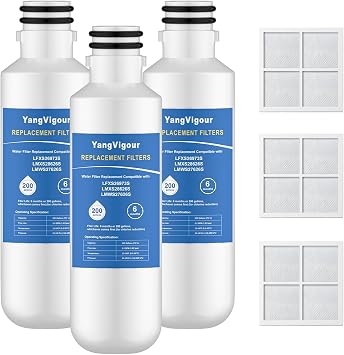 Water Filter Replacement Compatible with LT1000P, LT1000PC, ADQ747935, ADQ74793501, ADQ74793502, LMWS27626S, LFXS26973S, 6 Month 200 Gallons, 3PCS Water Filters 3+3 Count