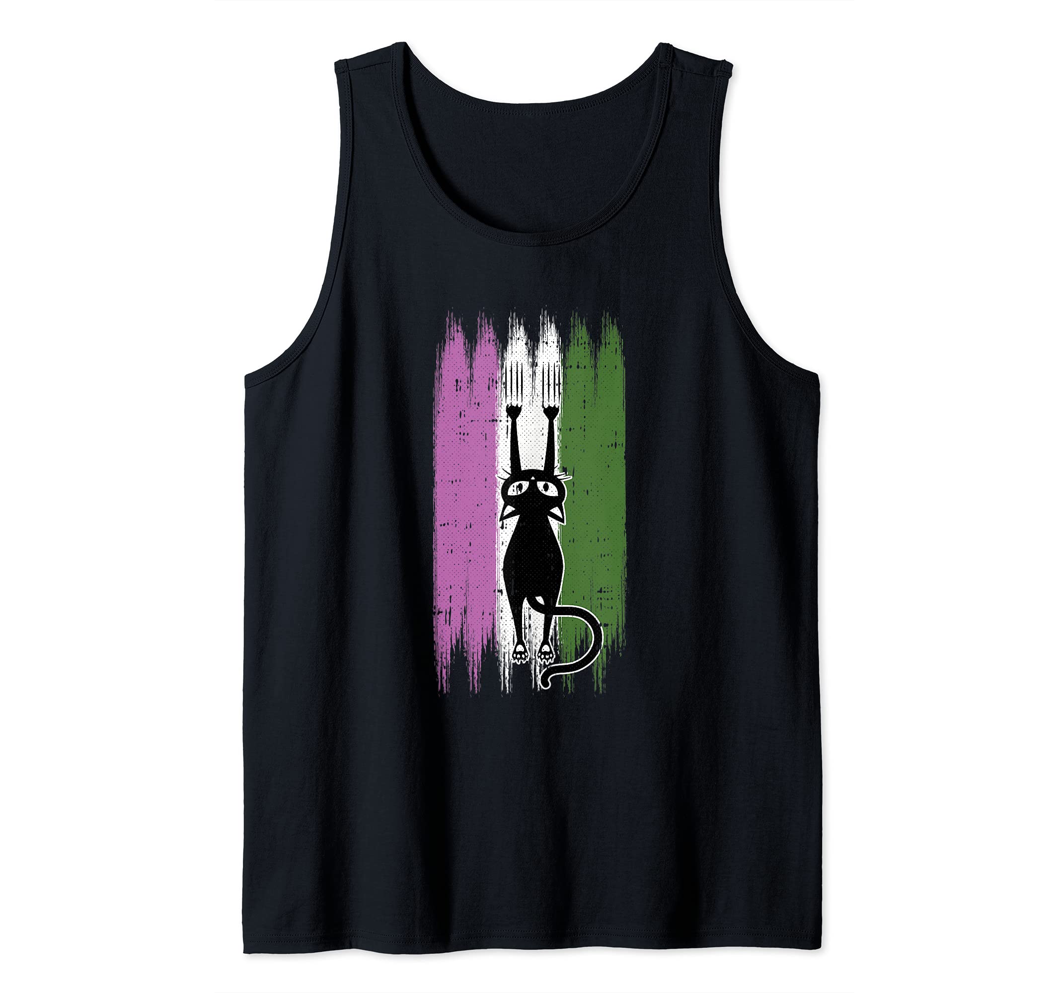 Cat Scratching Gender-queer Pride Kitten Kitty LGBT-Q Ally Tank Top, Black