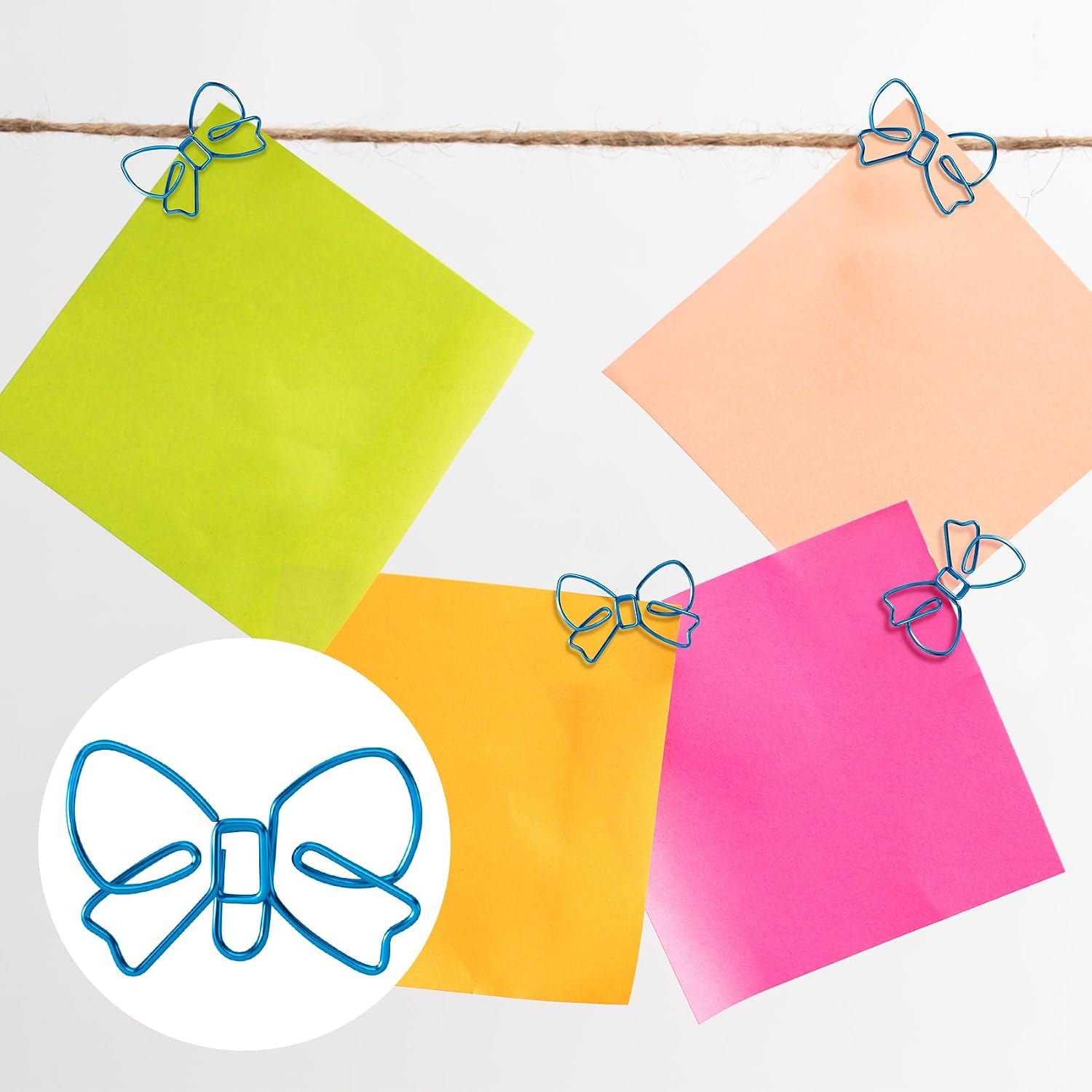 15pcs Mini Bow Shape Paper Clips, Blue Fancy Paperclips, Cute Bowknot Metal Bookmarks, Decorative Paper Clamps Holders for Document, Office, Home image 4