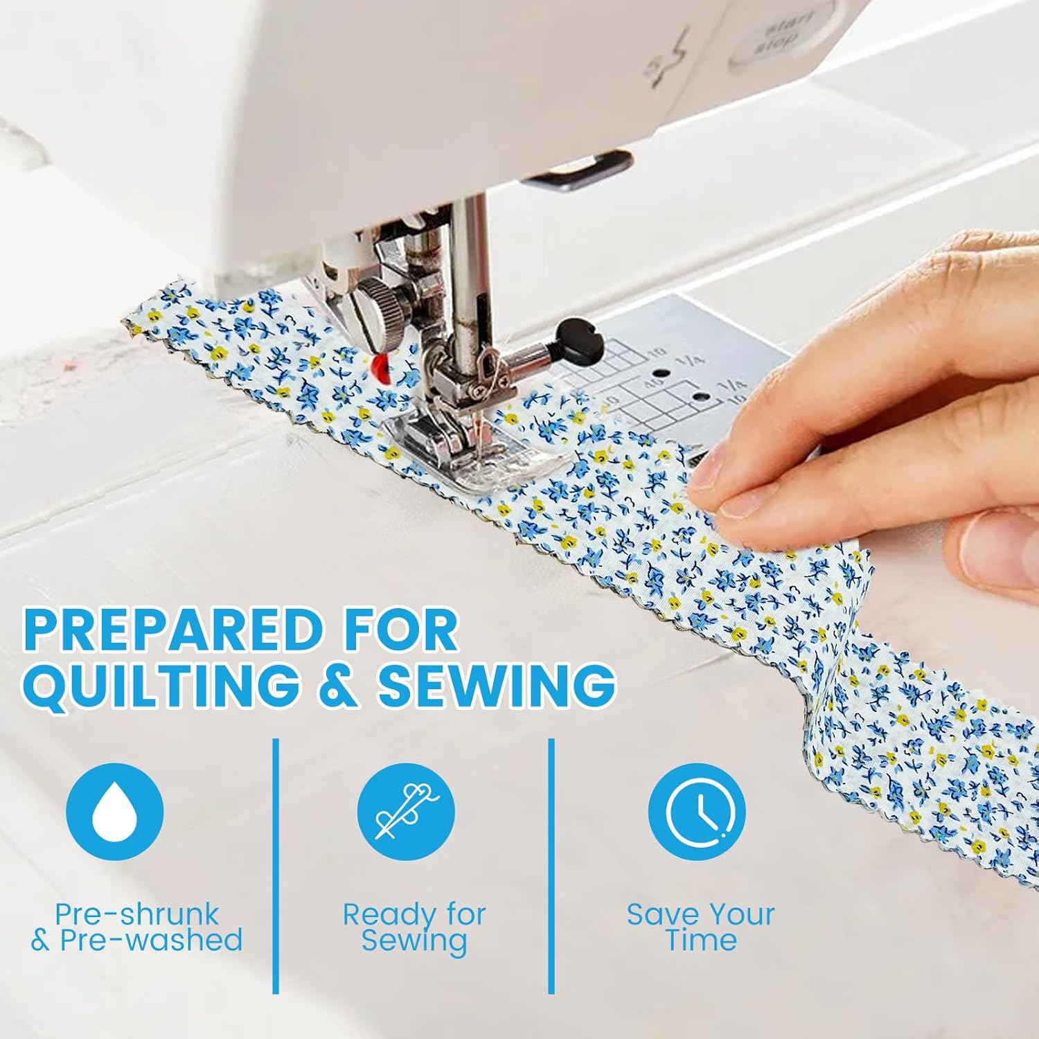80 Precut Strip Jelly Roll Fabric Strips for Quilting Clearance, 20 Assorted Blue Floral Prints Cotton Quilting Fabric, 2.5 x 20 Inch for Sewing & Jelly Roll Rugs & DIY Projects (Blue)