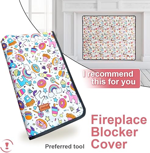 Miniatura 2 de Funda de chimenea de 39 x 32 pulgadas para interior de chimenea que detiene la pérdida de calor, manta de chimenea para invierno y verano,