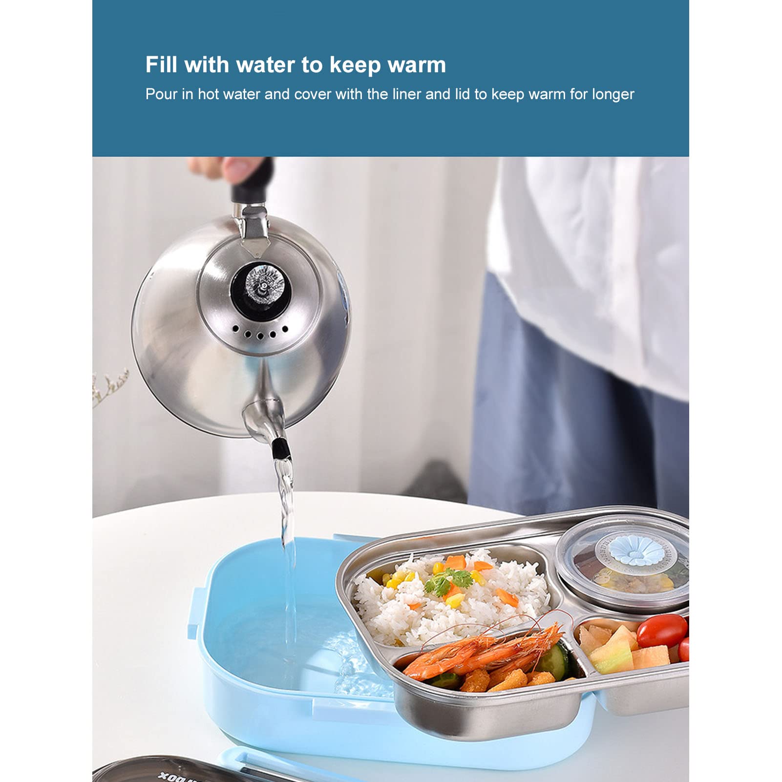 Portapranzo isolato con 4 griglie da 1,5 L, Portapranzo in acciaio inossidabile, Portapranzo con 4 griglie, Previene perdite Portapranzo isolante con 4 griglie per unisex