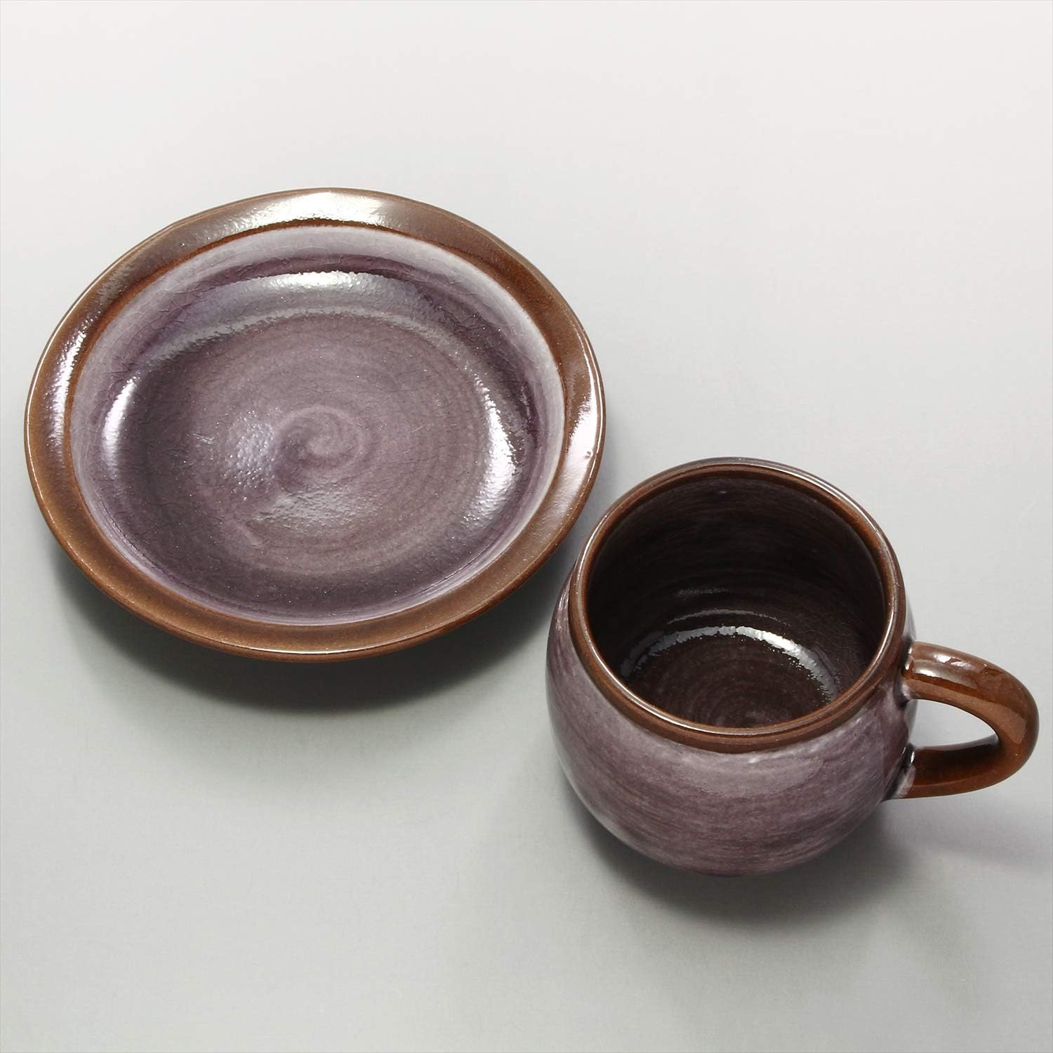 Mino Ware Coffee Bowl Plate, Koron, Purple, Made in Japan