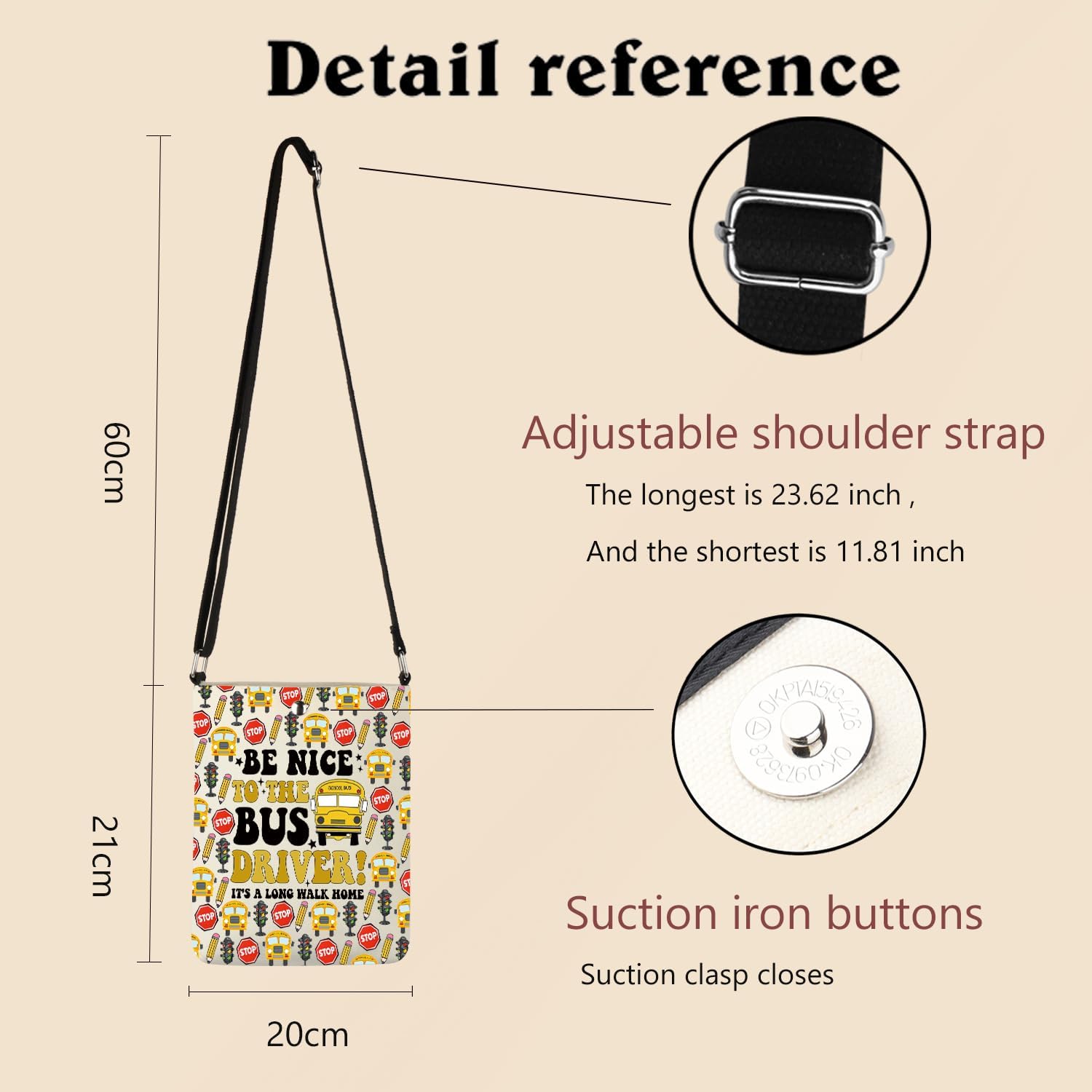 Bus Driver Purse Shoulder Bag Be Nice To The Bus Driver Back To Bus Driver Appreciation Gift Bus School Crossbody Bag - Image 4