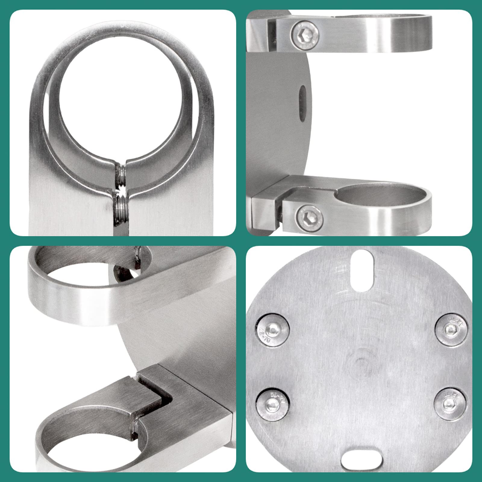PRIOstahl Anclaje de pared de acero inoxidable V2A, soporte para postes, 42,4 mm, soporte para barandillas, soporte de pared, resistente a la corrosión, para exterior e interior
