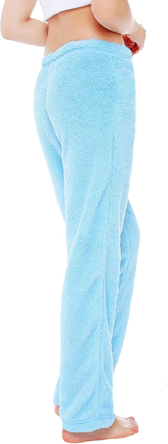 Women's Plush Fuzzy Pajama Pants Warm Cozy Pj Bottoms Drawstring Lounge Pants Fleece Sweatpants Fluffy Sleepwear - Image 4