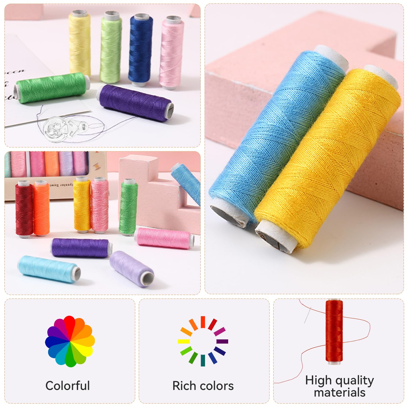 20 Color Polyester Sewing Threads, Durable Sewing Thread Set, Suitable for Household Handmade DIY(90m/100yds Each Roll) - Image 3
