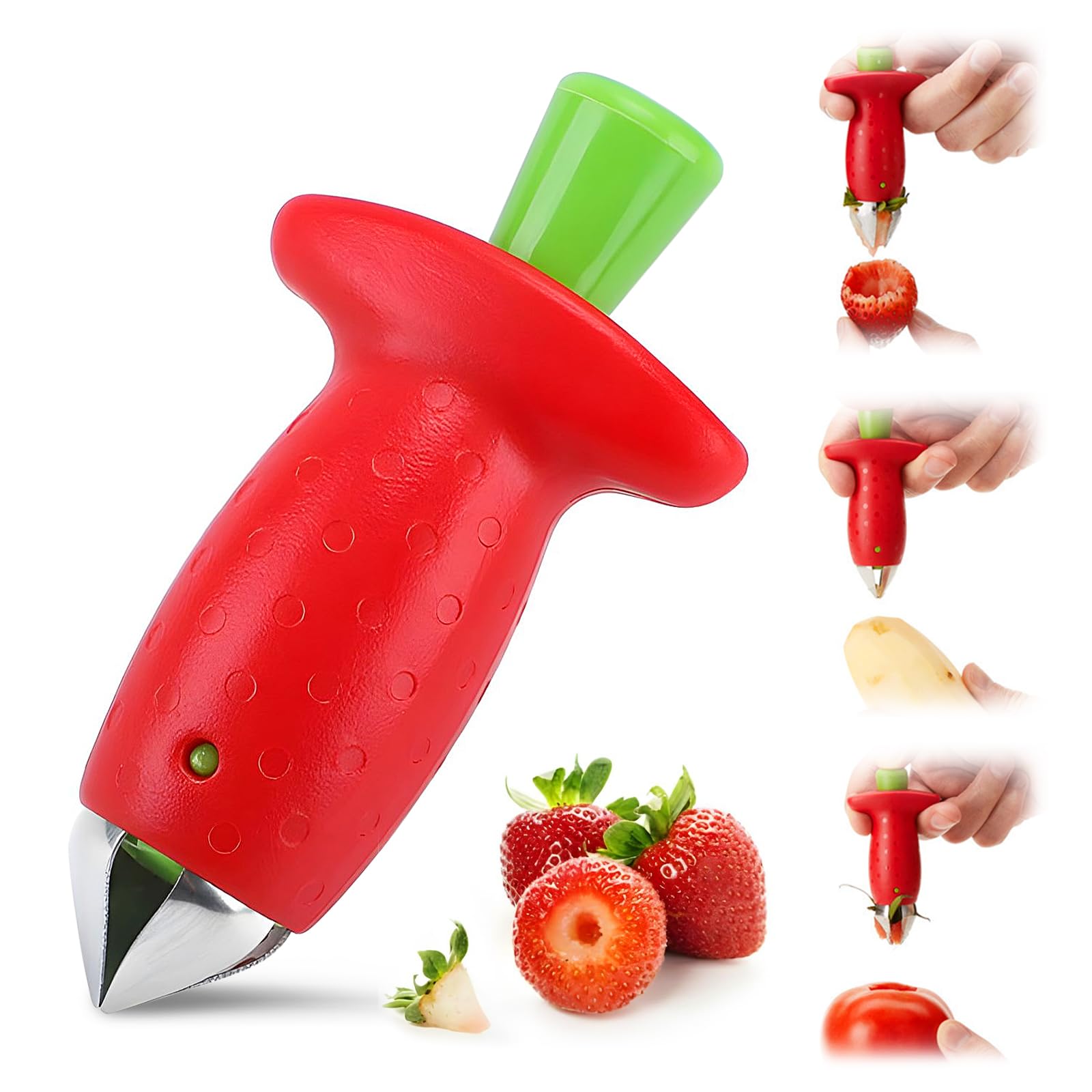 fruit strawberry corer stem remover picker huller tool;kitchen gadgets (1)