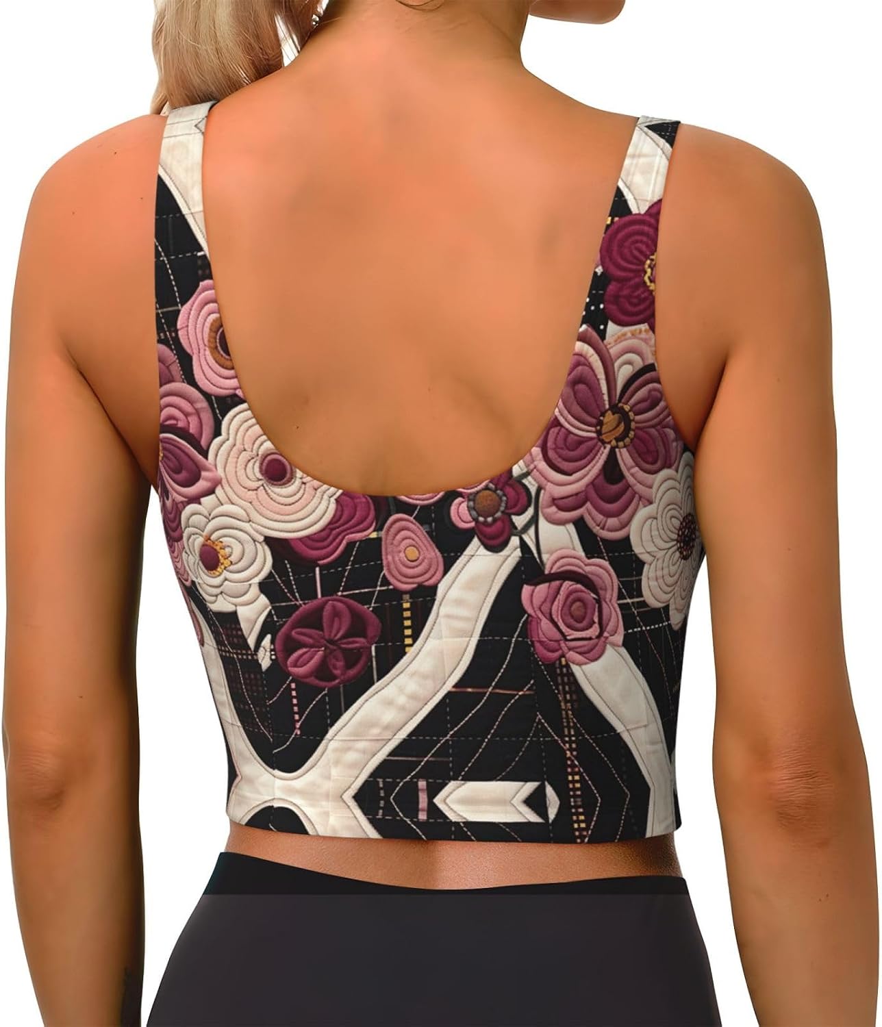 Detailed Flowers Women's Sports Bras - High Support Workout Tops for Women, Yoga Sports Bra, Bralettes with Support