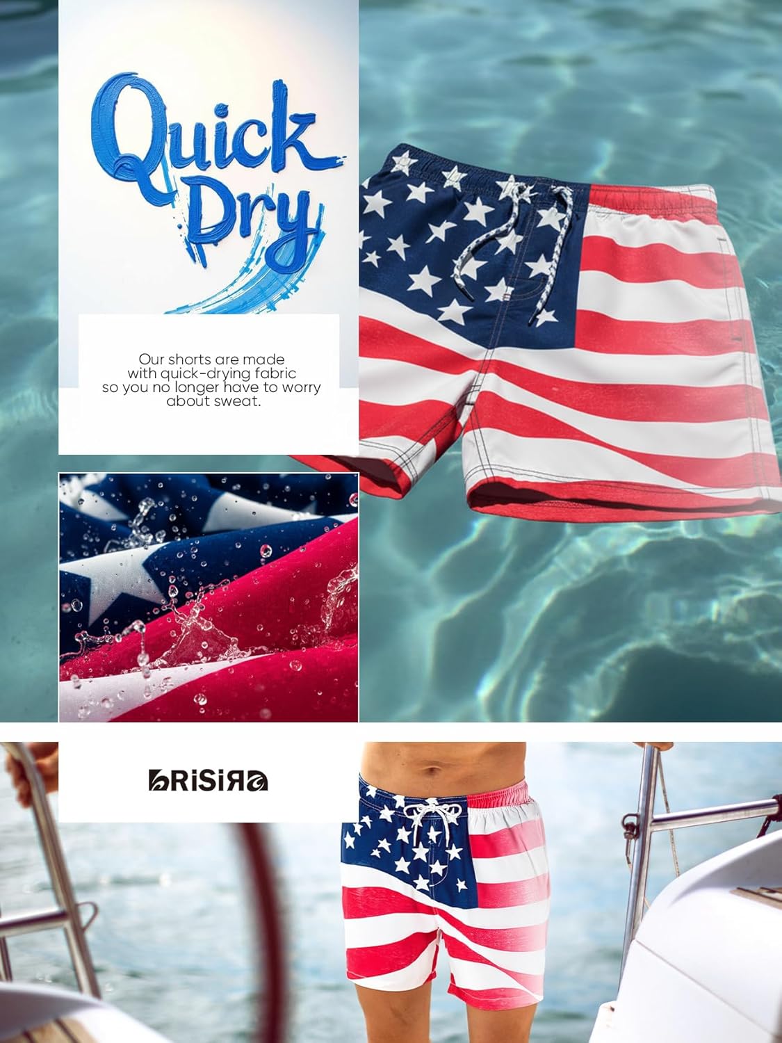 BRISIRA Men's Swim Trunks Swim Shorts 5 inch Compression Liner Bathing Suit Anti-Chafe Quick Dry Stretch Pockets - Image 3