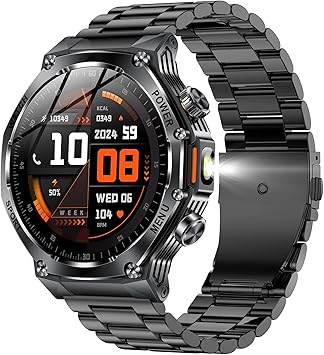 Luxury Smart Watch for Men Answer/Make Call 1.8" HD Full Touch Screen with Multiple Sports Modes Sleep Monitor Stainless Steel Activity Fitness Tracker