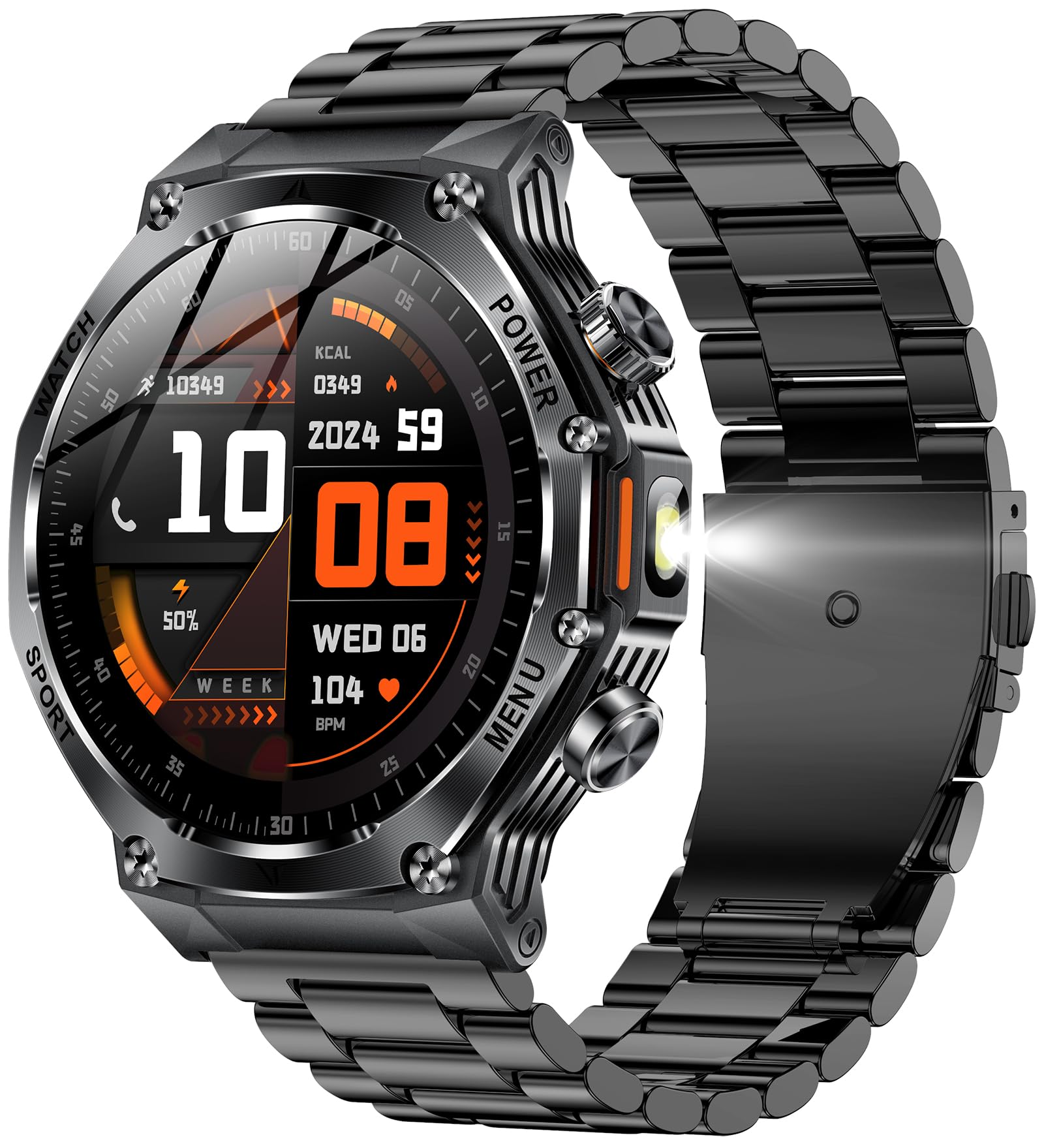 Luxury Smart Watch for Men Answer/Make Call 1.8" HD Full Touch Screen with Multiple Sports Modes Sleep Monitor Stainless Steel Activity Fitness Tracker