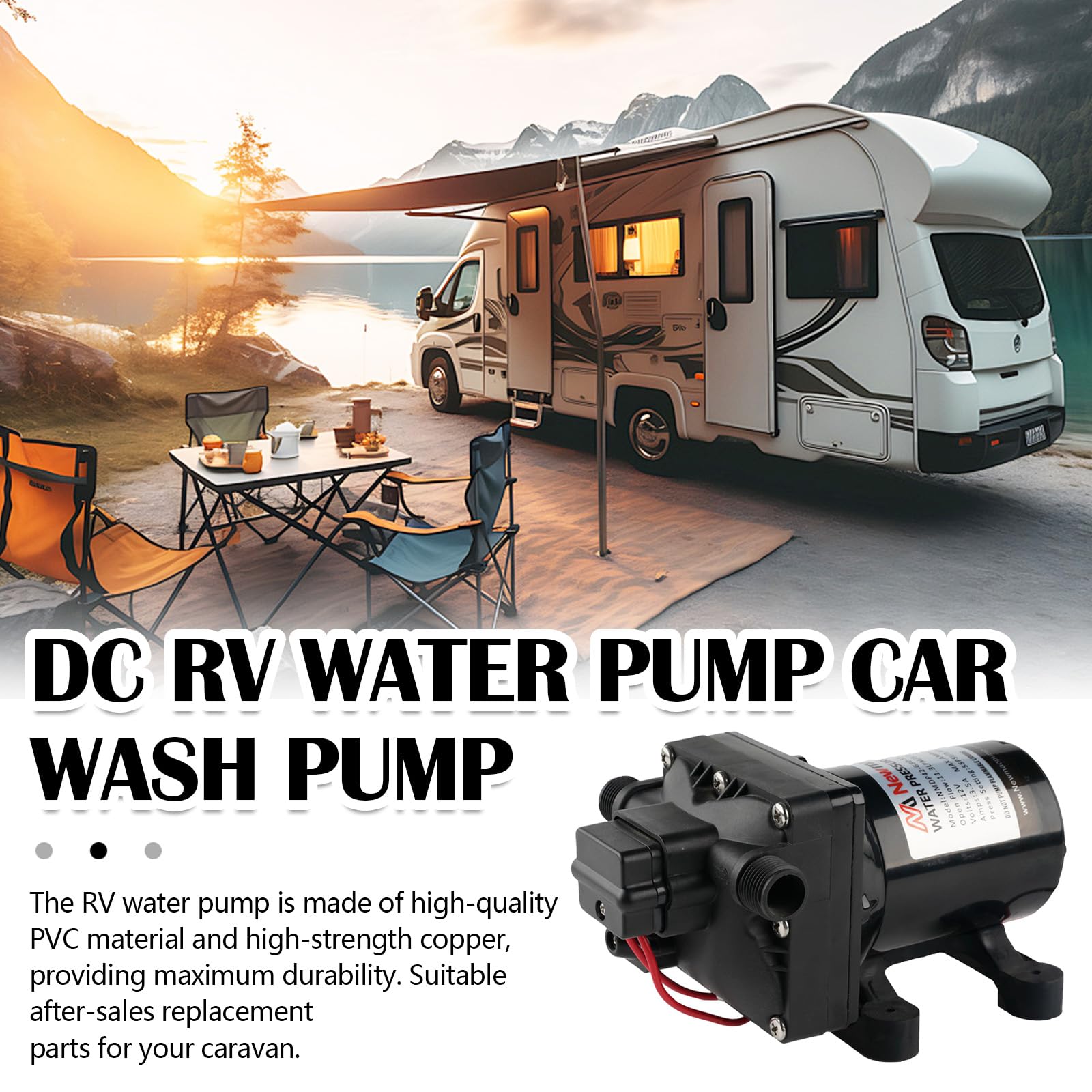 Pompa Acqua Autoadescante 12V A Membrana - 3.0 GPM (11.3 LPM), Pressione 55 PSI, Con Pressostato, Per Camper, Roulotte, Barche