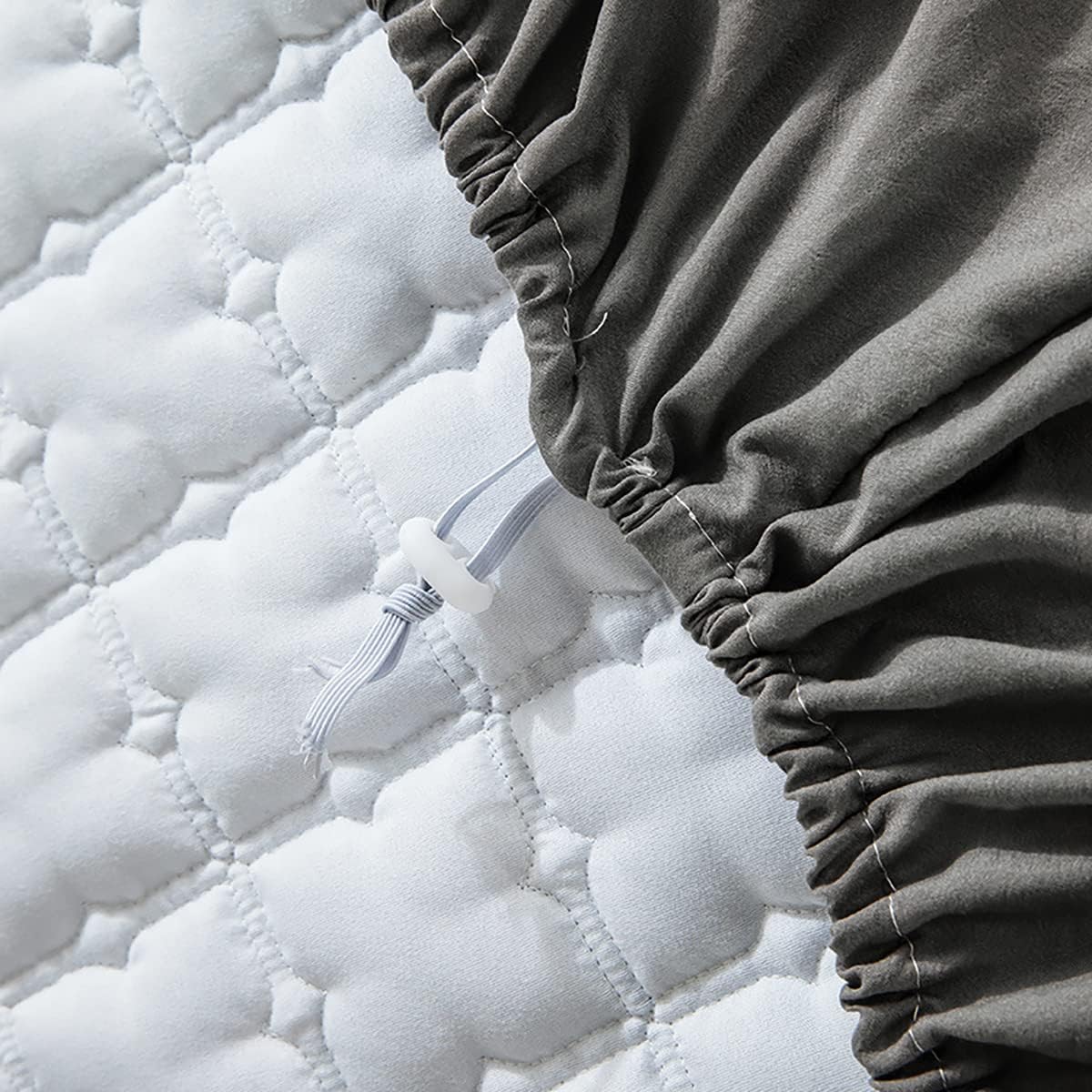 Universal Mattress Protector 35.43"x78.74"x11.81", Elastic Fitted Quilted Mattress Topper Pad Cover Dust Proof Mattress Cover,Leaf White