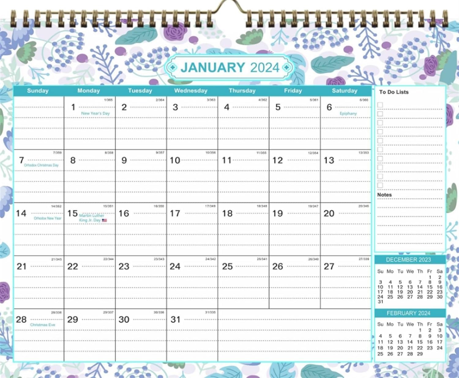 Kalender, Wandkalender, Kalender 2024, Wandkalender 2024, dickes Papier, perfekt für Schule, Büro, Heimplanung, Bürokalender (Farbe: A, Größe: 2 Stück)