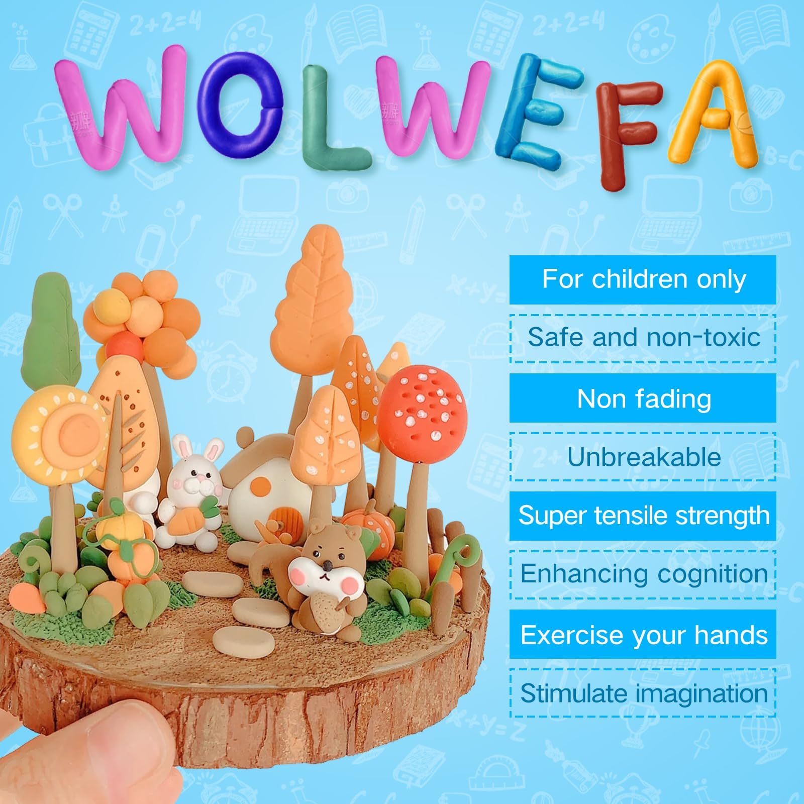 Wenrescry Modelliermasse Lufttrocknend 48 Farben – Knete Set für Kinder, DIY Air Dry Clay, Sicherer Ton zum Basteln, Geschenk für Jungen & Mädchen 3-12 Jahre