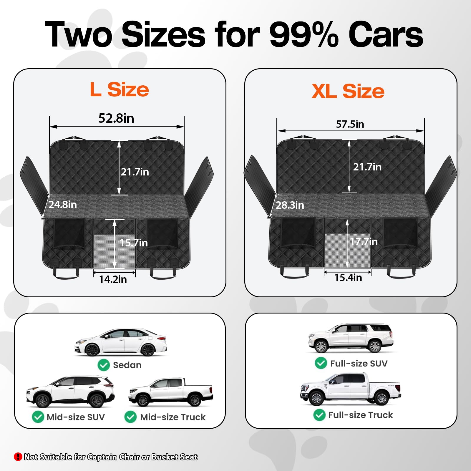 Doglike Dog Truck Seat Cover for Back Seat [2026 Military-Grade Protection], Hard Bottom Dog Hammock for Car, Waterproof Pet Bed Extender for Large Dogs, with Detachable Mat, XL for Crew Cab Truck/SUV - image 7