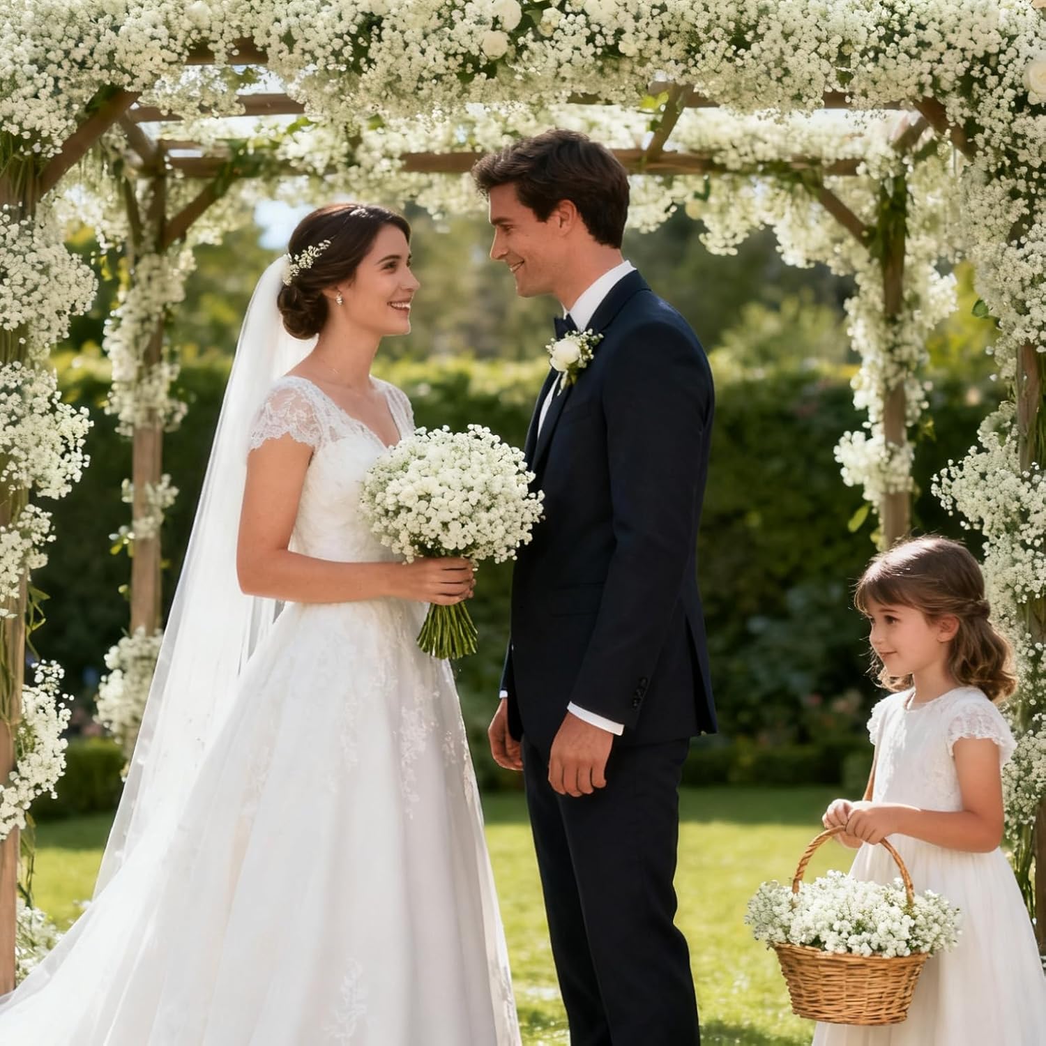 120 PCS Babys Breath Artificial Flowers Bulk White Realistic Gypsophila Fake Babies Breath Flowers Faux Flowers for Wedding Party Home Decoration